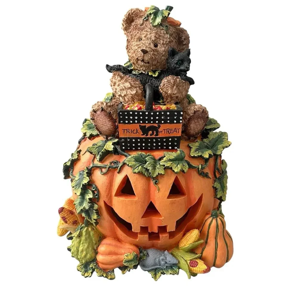 Vintage Gloria Jeans Exclusive Halloween Light Up Pumpkin Cat WORKS Fall Harvest